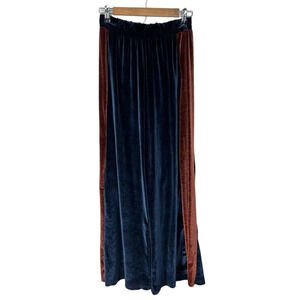UO Silence & Noise Velvet Wide Leg Pants Side Stripe Blue & Brown Size Medium